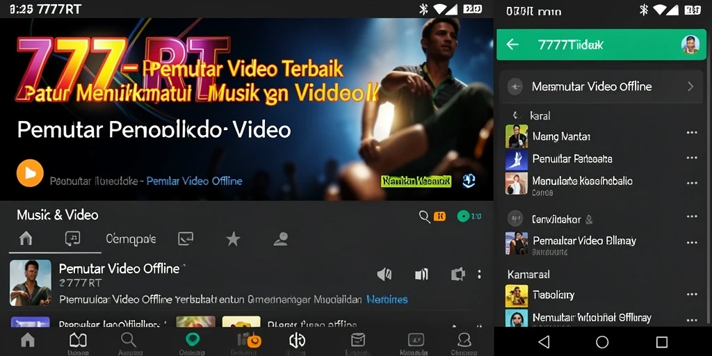 Tampilan antarmuka 777RT sebagai pemutar video offline yang intuitif.