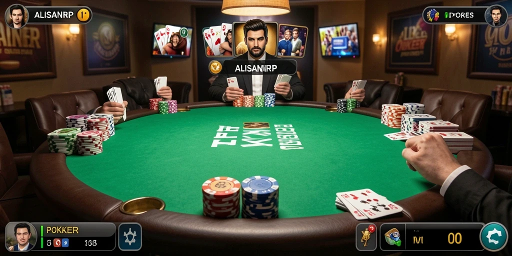 Tampilan antarmuka ALISANRP yang menarik dan intuitif untuk permainan Poker.
